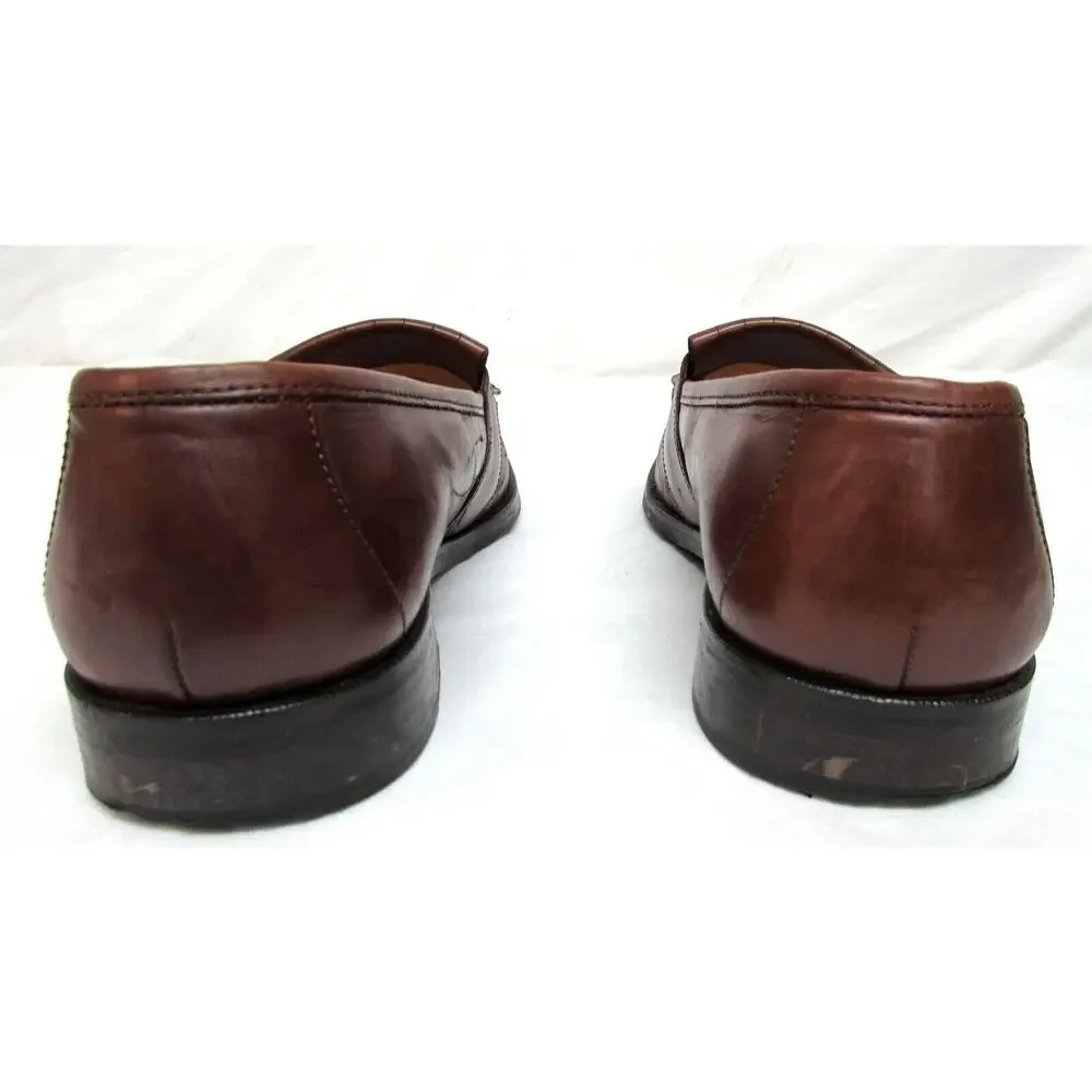 Johnston & Murphy men's size 8.5 M brown leather loafers shoes kilt tassels